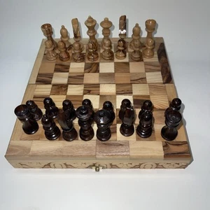 Handgefertigtes Olivenholz Schach/Dame/Backgammon Set HolyLand Bethlehem Jerusalem - Bild 1 von 8