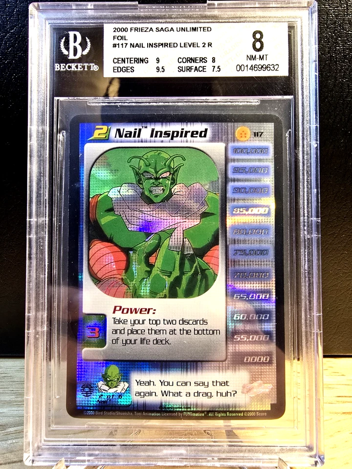 DBZ CCG DRAGON BALL Z NAIL INSPIRED LV2 #117 RARE FOIL BGS 8 NM-MT FRIEZA SAGA - Image 1 of 2