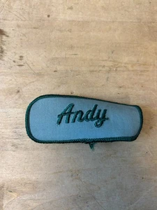 Vintage 70er Jahre zum Aufnähen bestickt Kleidung Jacke Uniform Namensaufnäher GRÜN - Bild 1 von 3