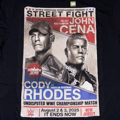 WWE Authentic Summerslam John Cena vs Cody Rhodes Street Fight Card Shirt - Image 1 of 4