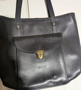 Bree schwarze dicke Lederhandtasche, Made in Germany Messingbeschläge 16x12 - Bild 1 von 7