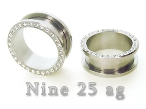 PAIR OF 9/16" INCH BLING FLESH TUNNELS EARLET PLUGS PLUG EAR GAUGES - Picture 1 of 2