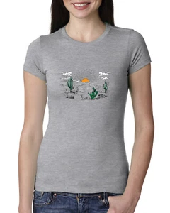 Camiseta Cactus Desert Sunset Naturaleza Mujer Calce Ajustado Junior - Imagen 1 de 4