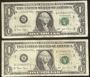 $1 Star Notes (B 2003 Run) Lot Of 2 *1.92 Million Print Run* - Picture 1 of 7