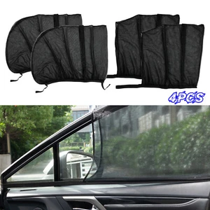 4x Car Side Front & Rear Window Sun Shade Visor Mesh Shield UV Protection Cover - Foto 1 di 7