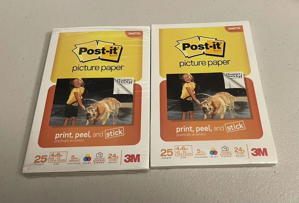 3M Post-it Sticky Picture Paper 50 Sheets  4x6 in. Inkjet Printer Photo Sticker - Image 1 of 1