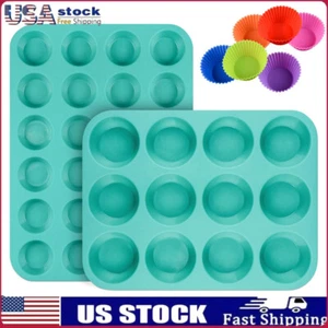 2 PCS Silicone Muffin Pan Cupcake Pan Set - Nonstick Food Grade Silicone Molds - Picture 1 of 9