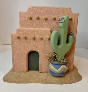 Southwestern Arizona Style Handmade Pueblo House Sculpture Decorative Wood Box - Picture 1 of 8