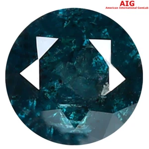 1.09 ct AIG CERTIFIED ROUND SHAPE (6 X 6 MM) GENUINE GREENISH BLUE DIAMOND - Picture 1 of 4