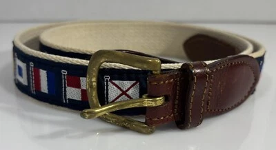 Cinturón Cuero Hombre/Limitado 38 Bandera Náutica Marina Lona Cuero Azul EE. UU. Foto 1 de 4