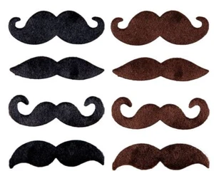 Adult FUNNY MOUSTACHES Brown or Black Moustache Mens Fake Tache Funny Stick on - Picture 1 of 3