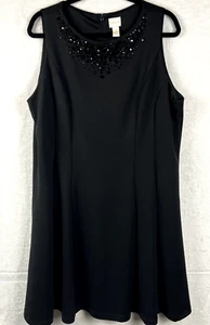 Chico's Sz 3 Black Sleeveless Dress With Embellished Beaded Neck Size XL NWT - Picture 1 of 6