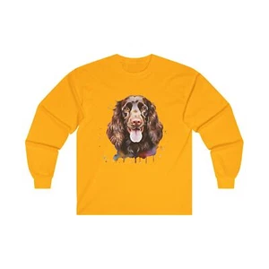 Unisex Ultra Cotton Long Sleeve Tee with American Water Spaniel * 16 Colors * - Picture 1 of 37
