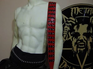 LEATHER OLD SCHOOL GUITAR GROMMETS STRAP BUCKLE UP ...(MDLS0392)...  ANGUS YOUNG - Picture 1 of 12