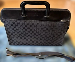 GUCCI business bag briefcase black GG pattern canvas leather without box - Picture 1 of 5