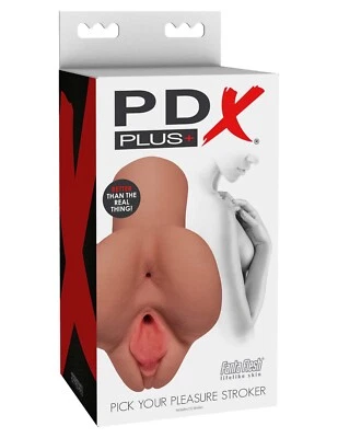 PDX Plus Pick Your Pleasure Stroker Tan - Realistic Anal Pussy Combo Masturbator - Image 1 of 4