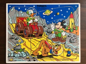 Playskool Puzzle Moon Adventure Wood Number 383-02 Vintage USA 6 Pieces Disney - Picture 1 of 4