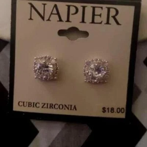 NAPIER Romantic Halo Silver Clear CZ Stone Stud Earrings**NEW! - Picture 1 of 1