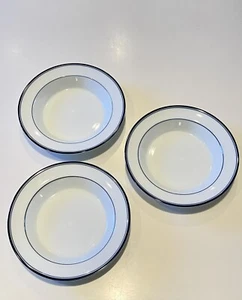*3* Dansk Concerto Allegro Blue Rim Rimmed Soup Bowls 8.75" EUC - Picture 1 of 6