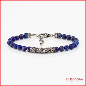 bracciale uomo cesare paciotti in argento 925 pietre naturali lapislazzuli sfere - Foto 1 di 4