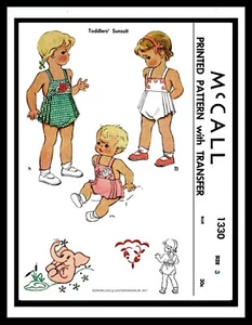 McCall 1330 1pc Romper SunSuit PlaySuit Sewing Pattern Unisex TODDLER Child PICK - Picture 1 of 13