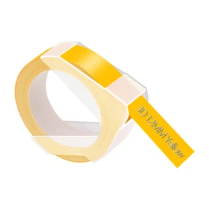 1PK Compatible pour Dymo 521208 Ruban de gaufrage 3D Étiquette Blanc sur Jaune - Photo 1/4