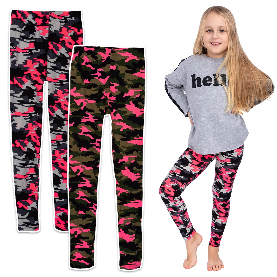 FUTURO FASHION Girls Stretchy & Solid Military Pants Childs Cotton Breathable Leggings FS7135