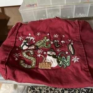 Longaberger - Let It Snow - small red bag with snowman - Picture 1 of 5