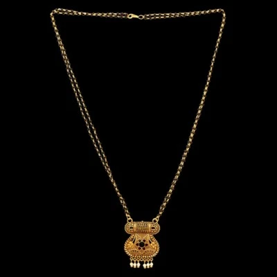 Lindas contas pretas e douradas oxidadas douradas indianas Mangalsutra pérola indiana - Imagem 1 de 4