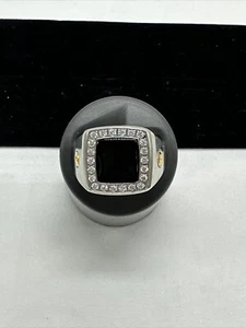 Natural Black Onyx & CZ Gemstones with 925 Sterling Silver Ring Unisex MRSP $580 - Picture 1 of 5