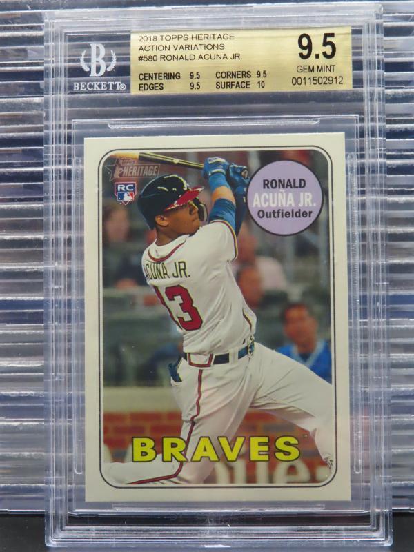 2018 Topps Heritage Ronald Acuna Jr Action Variation SP Rookie RC #580 BGS 9.5