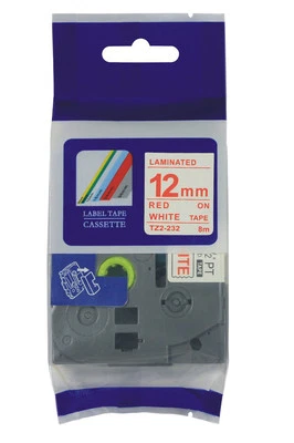 1PK etiqueta de fita vermelha sobre branca TZ 232 TZe232 para impressora Brother P-Touch PT1010 - Imagem 1 de 4
