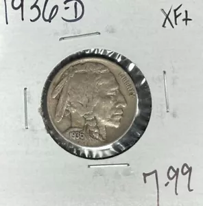 1936-D BUFFALO NICKEL ~ XF+~NICE COIN~ - Imagen 1 de 2