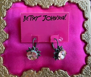 Betsey Johnson Patina Oxidized Copper Green Metal Flower Bronze Peach Earrings - Picture 1 of 2