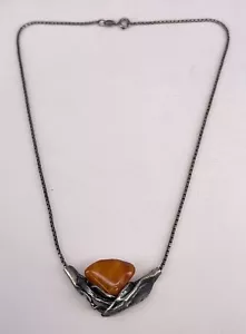 FROM 925 Silbercollier mit Bernstein (S 6369) - Bild 1 von 4