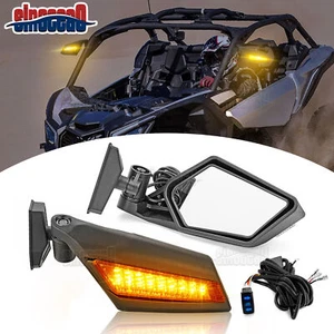 For 2017-2025 Can-Am Maverick X3 Upgraded Side LED Mirrors+Turn Signal Wire Kit - Picture 1 of 10