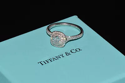 Tiffany & Co. Platinum Soleste Cushion Cut .79CTS F VVS1 Diamond Engagement Ring - Image 1 of 4