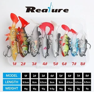 8 Weighted Jig Head Soft Plastic Lures Pike Perch Fishing Sharp Hooks 8-16g Bait - Picture 1 of 7