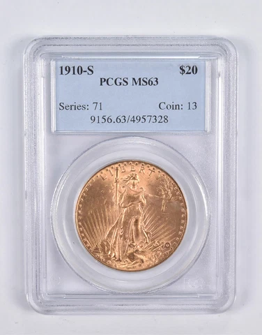 MS63 1910-S $20 Saint-Gaudens Gold Double Eagle PCGS *2291 Cover