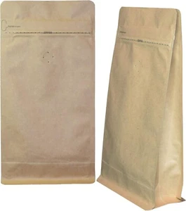 100 Count of 16 oz Flat Bottom Stand Up Coffee Bag with Pull Zipper - Picture 1 of 4