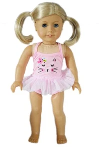 Puppenkleidung 18 Zoll Badeanzug rosa Kätzchen Einteiler My Brittany passt AG Puppen - Bild 1 von 3
