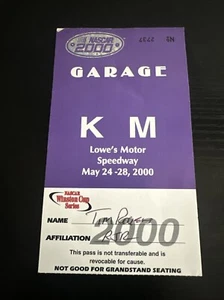 NASCAR Lowe’s Motor Speedway Team Issued Garage Pass 2000 RCR Racing  - Picture 1 of 14