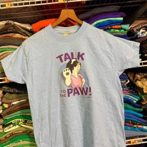 00s vintage big dogs talk to the paw glitter print kids size t shirt 12/14 - Picture 1 of 5