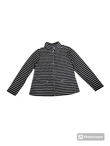 New Directions Jacket Womens Petite Small Preppy Casual Comfy Cottagecore Stripe - Picture 1 of 4