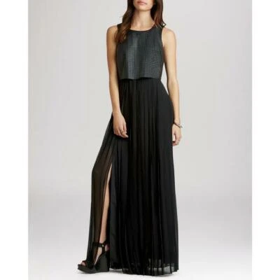 Vestido Gris Plisado Cuero Sintético Perforado BCB Generation en Negro Talla M Nuevo con Etiquetas Foto 1 de 4