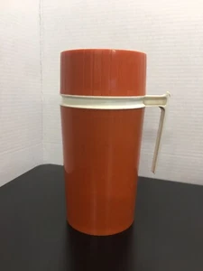 Vintage Thermos Pint Size Model 7202 Orange Insulated Travel Hot Cold Jug - Picture 1 of 7