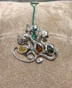 SILBER BROSCHE MIT NATURBERNSTEIN-KÄTZCHEN-SCHMUCK OKTAVIANER-ROM - Bild 1 von 2