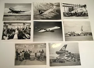 LOT 8 Vtg LUFTHANSA AIRLINE Large PRESS PHOTOS 9" x 7" Airplanes Boeing/Airbus - Picture 1 of 5
