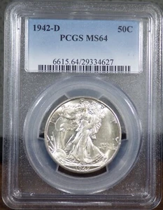 1942-D Liberty Walking Half Dollar PCGS graded MS 64 - Picture 1 of 4