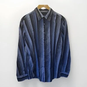 Camisa de vestir informal a rayas gris y negra con botones manga larga XXL de Axist para hombre - Imagen 1 de 5